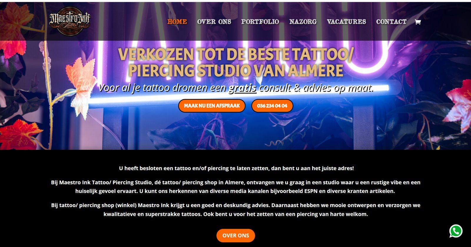 De oude website van Maestro Ink